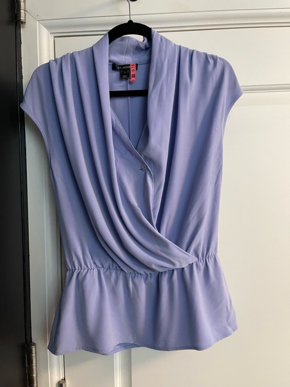 St John Light Lavender Draped Blouse